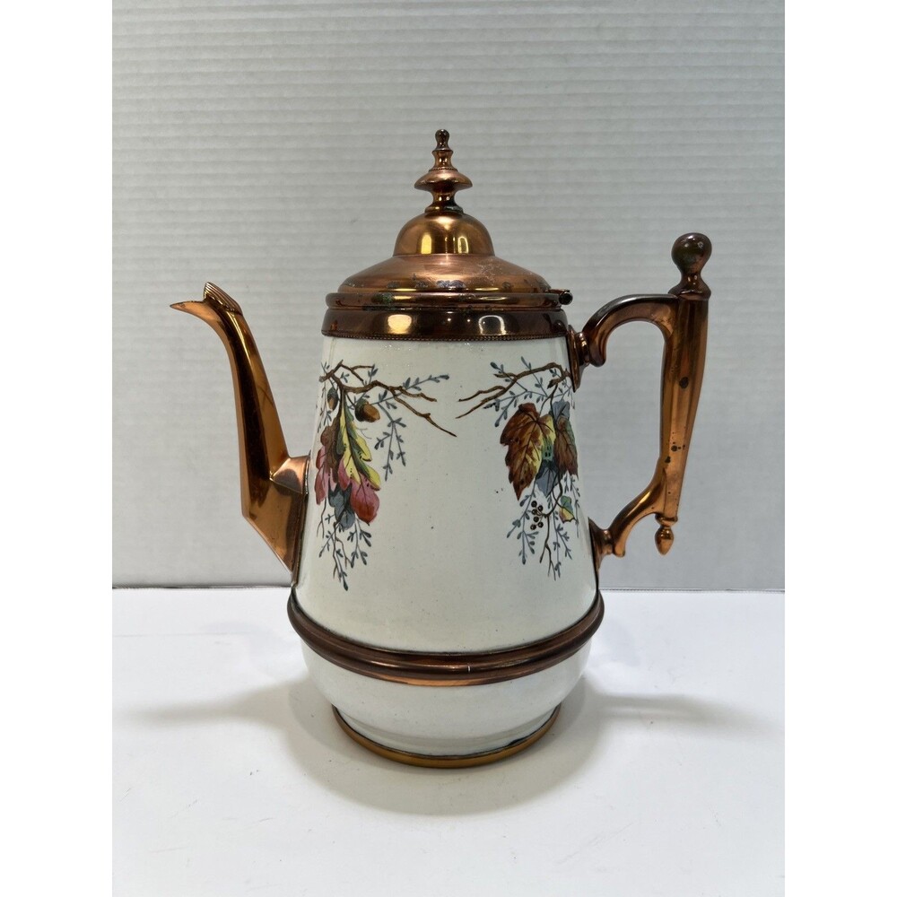 Victorian Manning Bowman Agateware Graniteware Coffee Pot Fall Decor Display